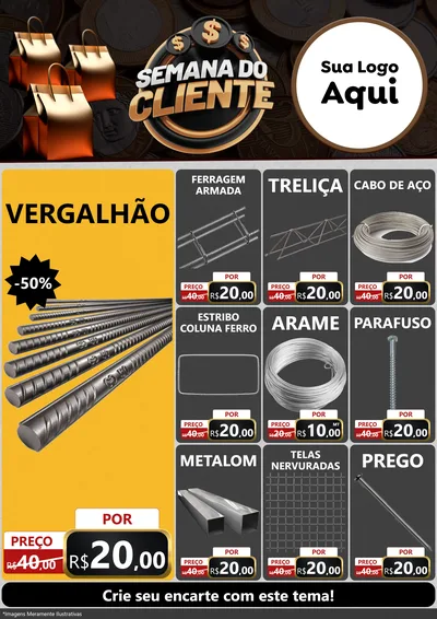 Modelo de Encarte para Encarte A4 Vertical com o tema Semana do Cliente para Ferragens