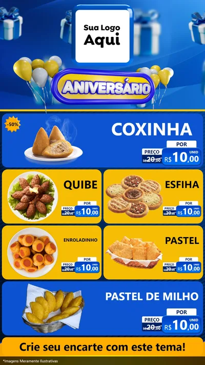 Modelo de TV para TV Vertical com o tema Aniversário para Salgadaria