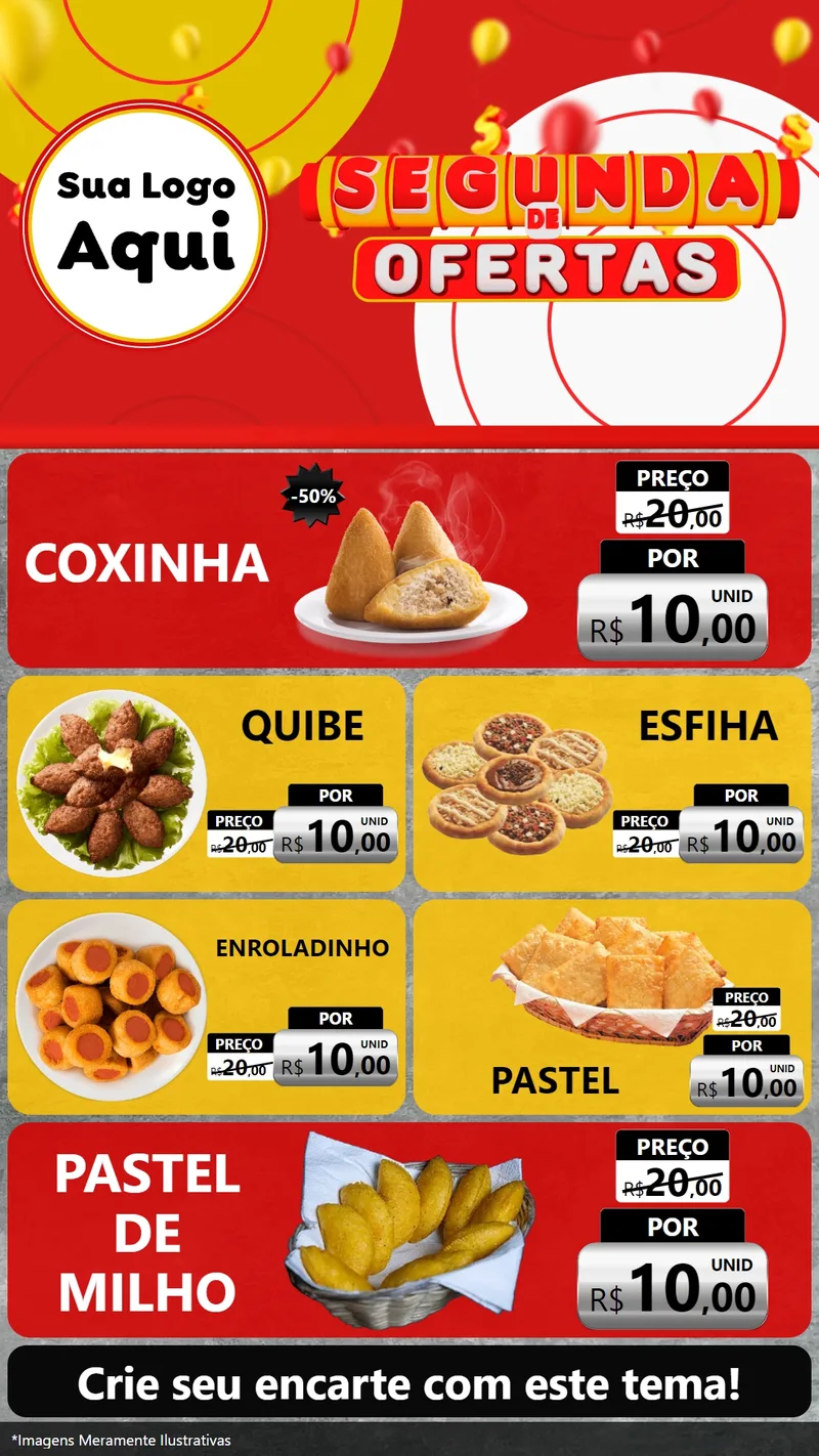 Modelo de TV para TV Vertical com o tema Segunda de Ofertas para Salgadaria
