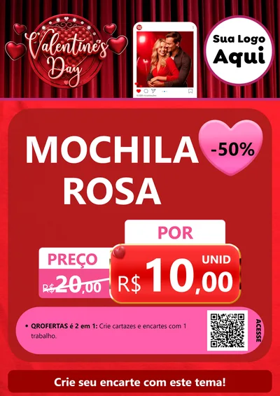 Modelo de Cartaz para Cartaz A4 Vertical com o tema Valentine's Day para Papelaria