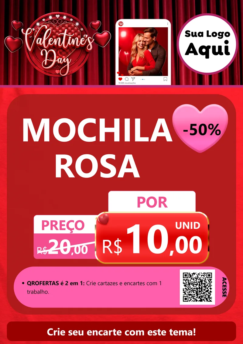 Modelo de Cartaz para Cartaz A4 Vertical com o tema Valentine's Day para Papelaria