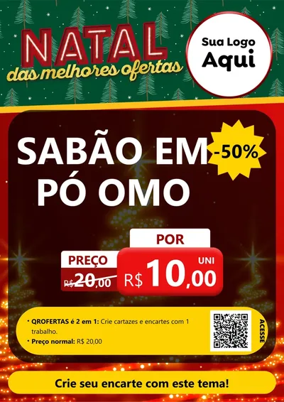 Modelo de Cartaz para Cartaz A4 Vertical com o tema Natal das Melhores Ofertas para Produtos de Limpeza