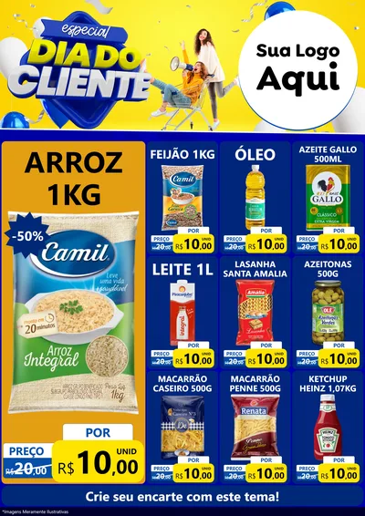 Modelo de Encarte para Encarte A4 Vertical com o tema Especial Dia do Cliente para Supermercado