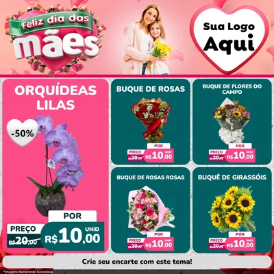 Modelo de Rede Social para Feed Facebook com o tema Feliz Dia das Mães para Floricultura e jardim