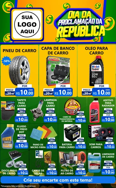 Modelo de Encarte para Encarte Grande com o tema Dia Da Proclamação da República para Auto peças
