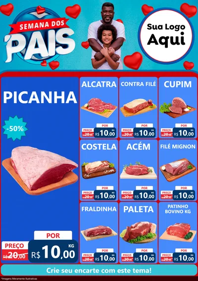 Modelo de Encarte para Encarte A4 Vertical com o tema Semana Dos Pais para Açougue