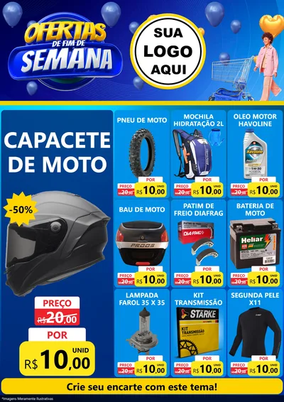 Modelo de Encarte para Encarte A4 Vertical com o tema Ofertas de Fim de Semana para Moto peças