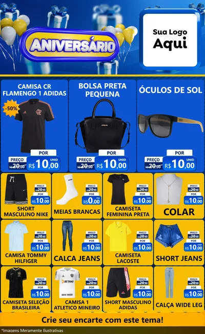 Modelo de Encarte para Encarte Grande com o tema Aniversário para Roupas e acessórios