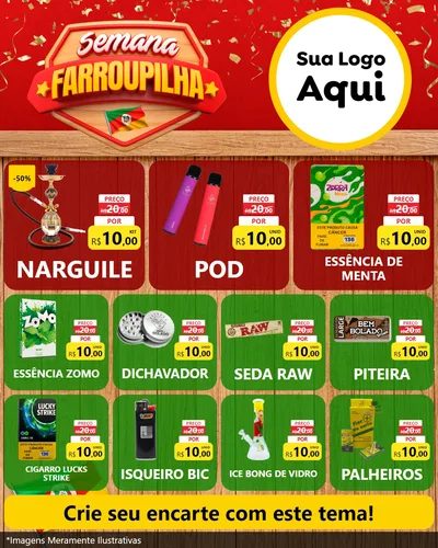 Modelo de Rede Social para Feed Instagram com o tema Semana Farroupilha para Tabacaria