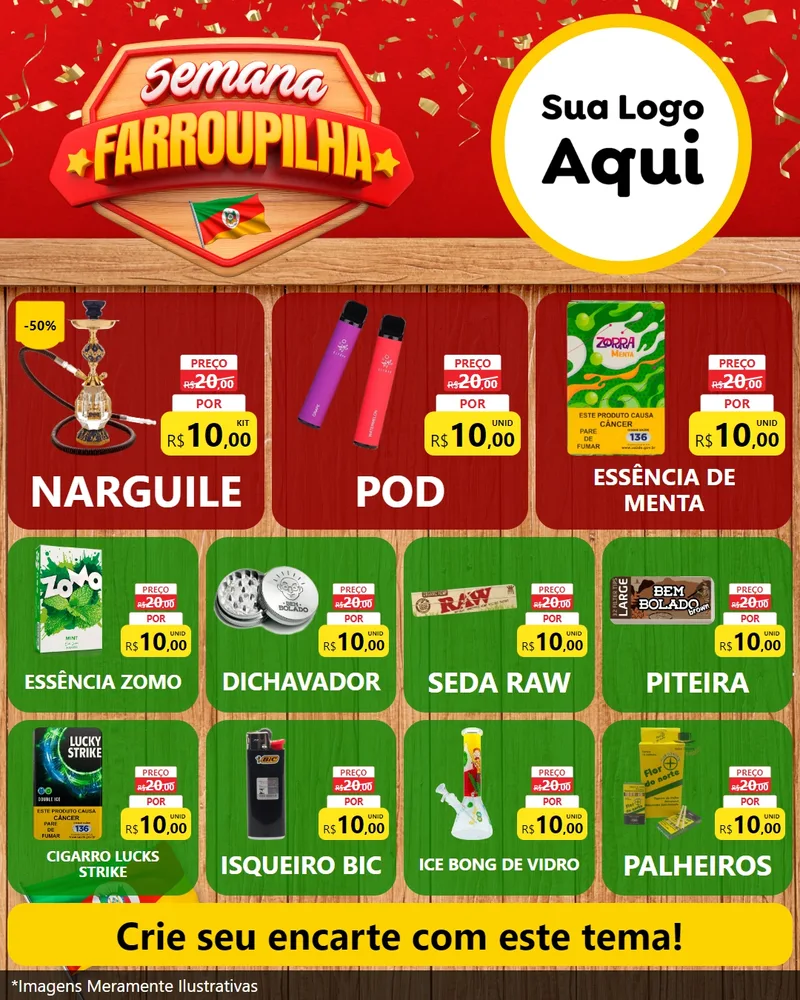 Modelo de Rede Social para Feed Instagram com o tema Semana Farroupilha para Tabacaria