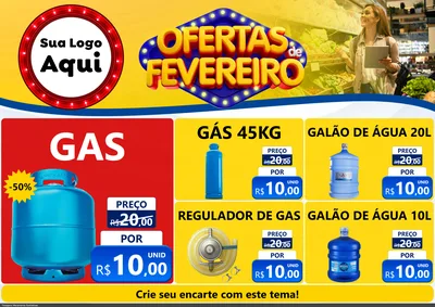 Modelo de Encarte para Encarte A4 Horizontal com o tema Ofertas de Fevereiro para Água e gás