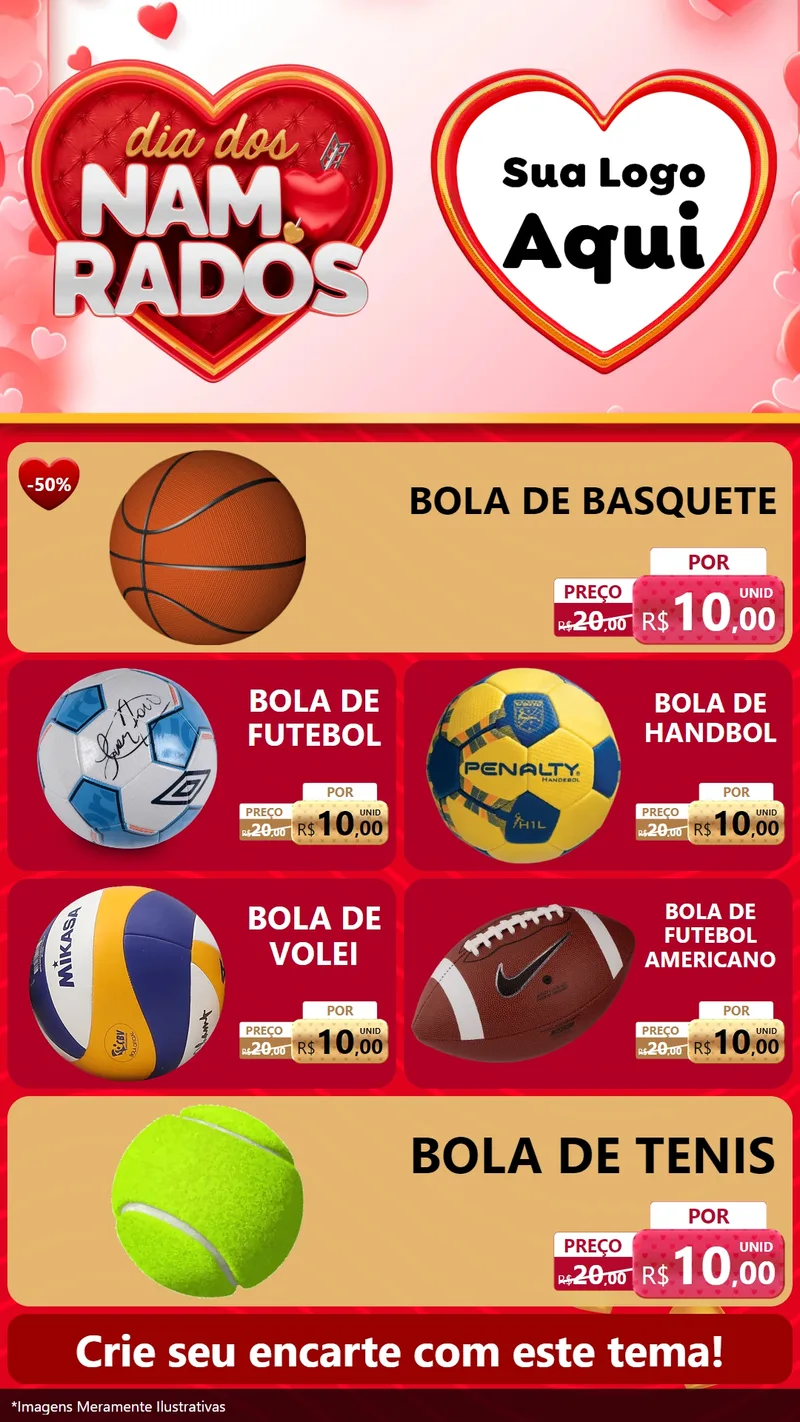 Modelo de TV para TV Vertical com o tema Dia dos Namorados para Artigos Esportivos