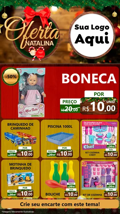 Modelo de Rede Social para Stories com o tema Ofertas Natalina para Brinquedos