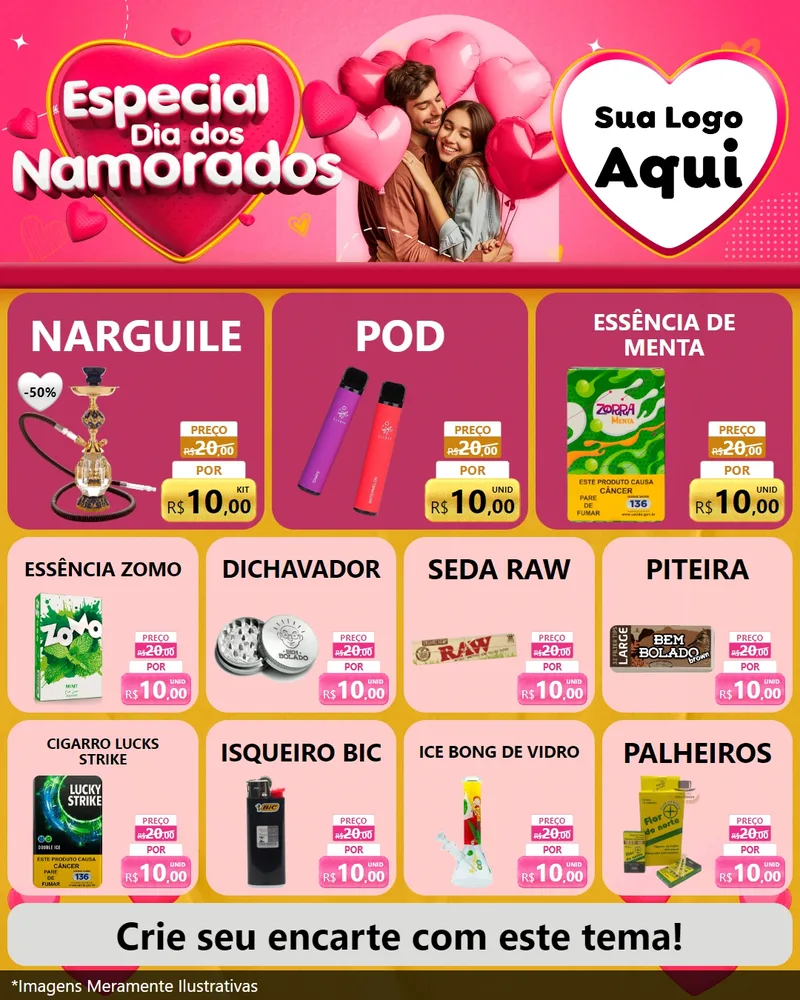 Modelo de Rede Social para Feed Instagram com o tema Especial Dia dos Namorados para Tabacaria