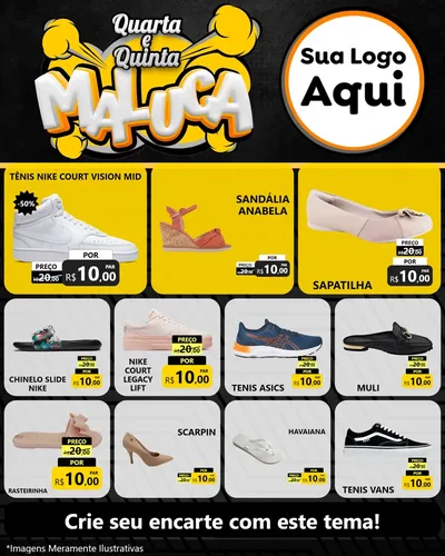 Modelo de Rede Social para Feed Instagram com o tema Quarta e Quinta Maluca para Calçados