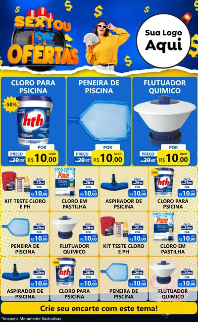 Modelo de Encarte para Encarte Grande com o tema Sextou de Ofertas para Produtos para Piscina