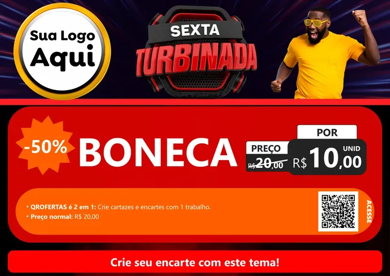 Modelo de Cartaz para Cartaz A4 Horizontal com o tema Sexta Turbinada para Brinquedos
