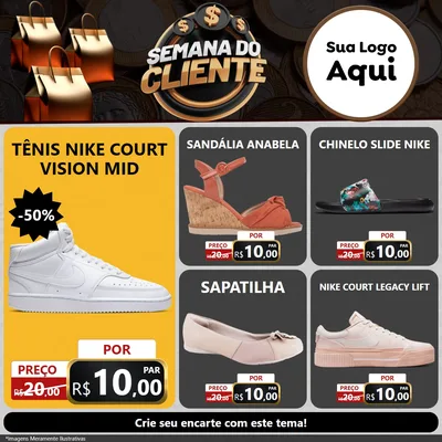 Modelo de Rede Social para Feed Facebook com o tema Semana do Cliente para Calçados