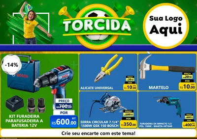 Modelo de Encarte para Encarte A4 Horizontal com o tema Torcida para Maquinas e Ferramentas