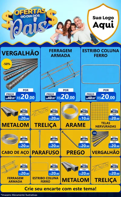 Modelo de Encarte para Encarte Grande com o tema Ofertas do Dia dos Pais para Ferragens