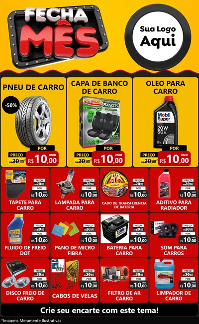 Modelo de Encarte para Encarte Grande com o tema Fecha Mês para Auto peças