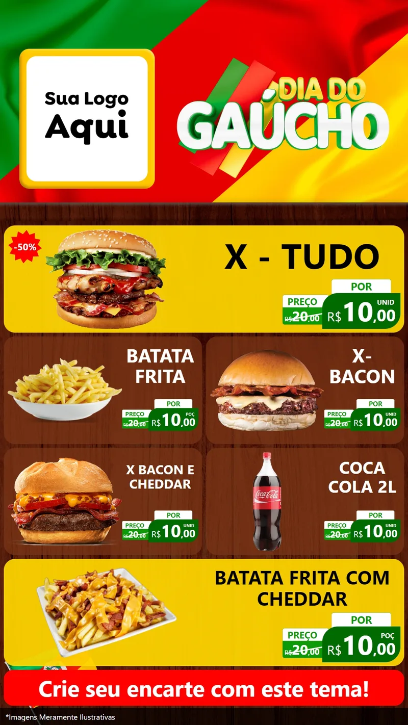 Modelo de TV para TV Vertical com o tema Dia do Gaúcho para Hamburgueria