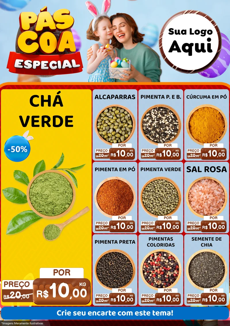Modelo de Encarte para Encarte A4 Vertical com o tema Páscoa Especial para Produtos Naturais