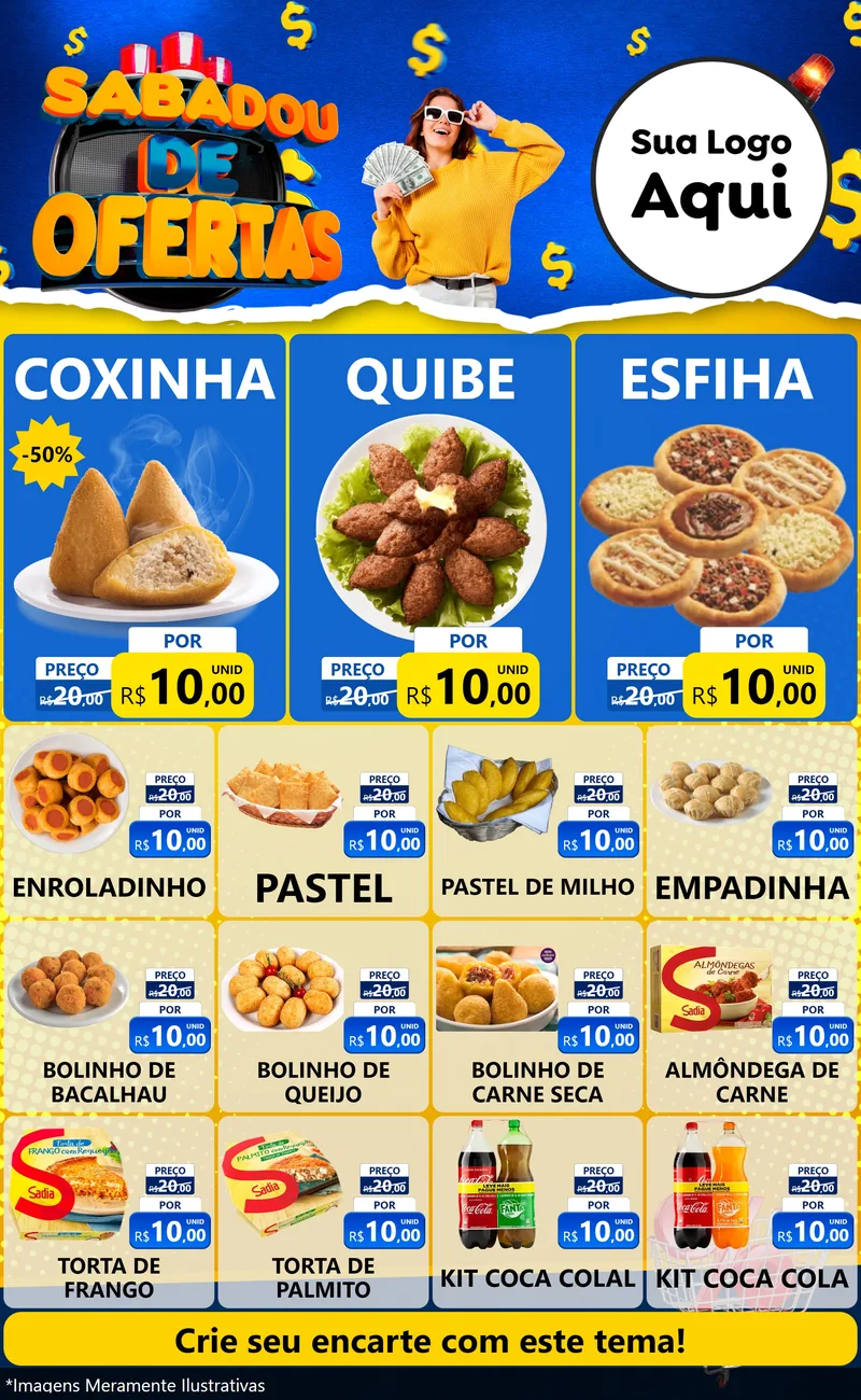 Modelo de Encarte para Encarte Grande com o tema Sabadou de Ofertas para Salgadaria