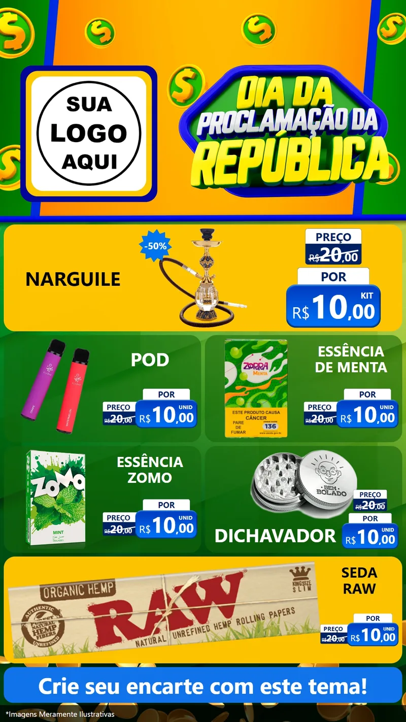 Modelo de TV para TV Vertical com o tema Dia Da Proclamação da República para Tabacaria