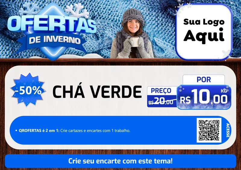Modelo de Cartaz para Cartaz A4 Horizontal com o tema Ofertas de Inverno para Produtos Naturais