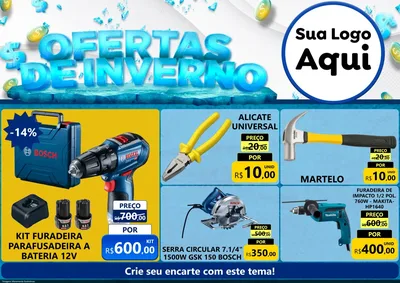 Modelo de Encarte para Encarte A4 Horizontal com o tema Ofertas de Inverno para Maquinas e Ferramentas