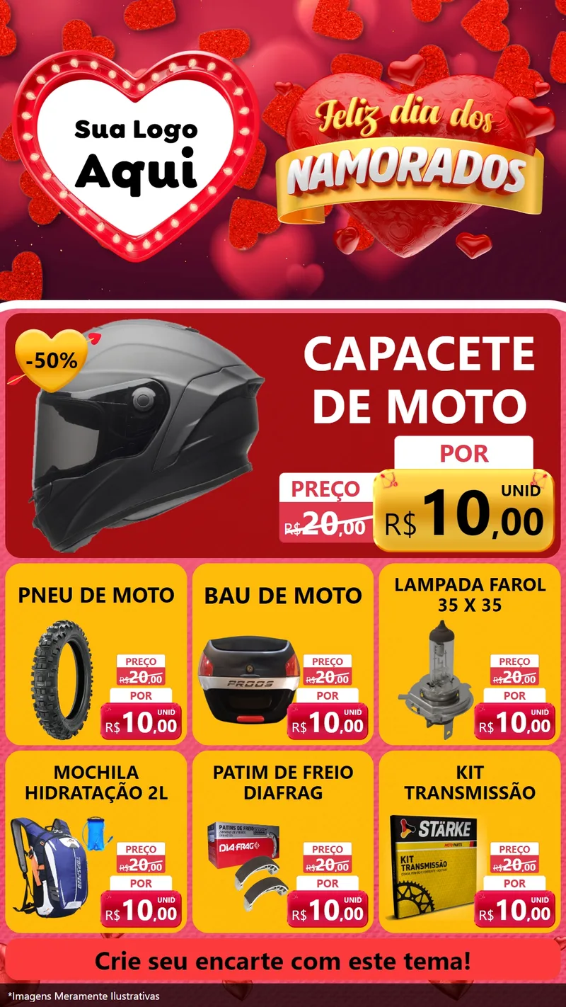 Modelo de Rede Social para Stories com o tema Feliz Dia Dos Namorados para Moto peças