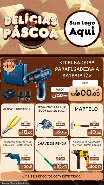 Modelo de Rede Social para Stories com o tema Delícias de Páscoa para Maquinas e Ferramentas