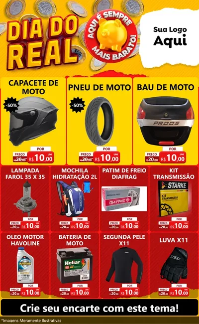 Modelo de Encarte para Encarte Grande com o tema Dia Do Real para Moto peças