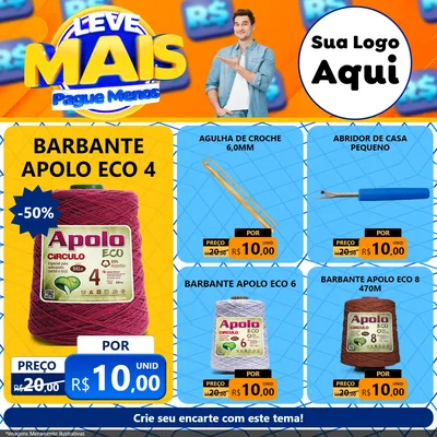 Modelo de Rede Social para Feed Facebook com o tema Leve Mais, Pague Menos para Armarinho e Aviamentos