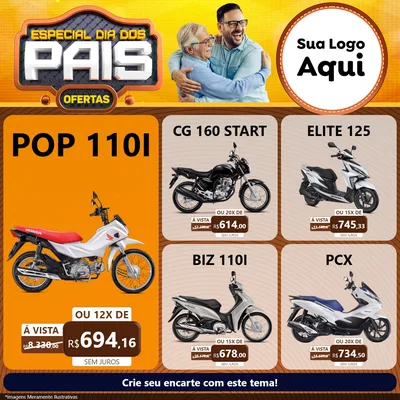 Modelo de Rede Social para Feed Facebook com o tema Especial Dia dos Pais para Concessionaria de Motos