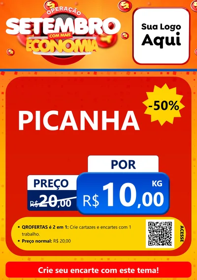 Modelo de Cartaz para Cartaz A4 Vertical com o tema Operação Setembro Com Muita Economia para Açougue