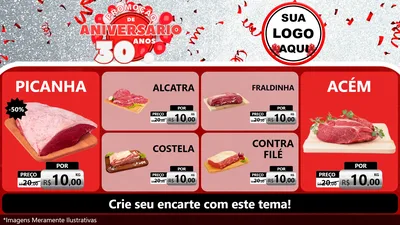 Modelo de TV para TV Horizontal com o tema Promoção de Aniversário - 30 Anos para Açougue