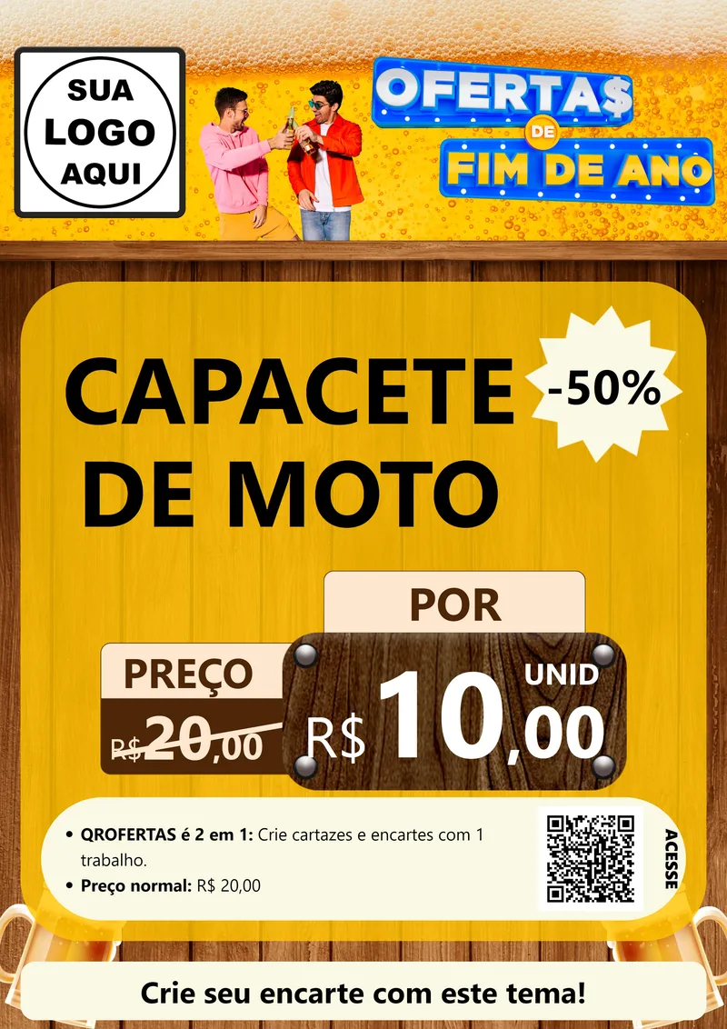 Modelo de Cartaz para Cartaz A4 Vertical com o tema Ofertas de Fim de Ano para Moto peças