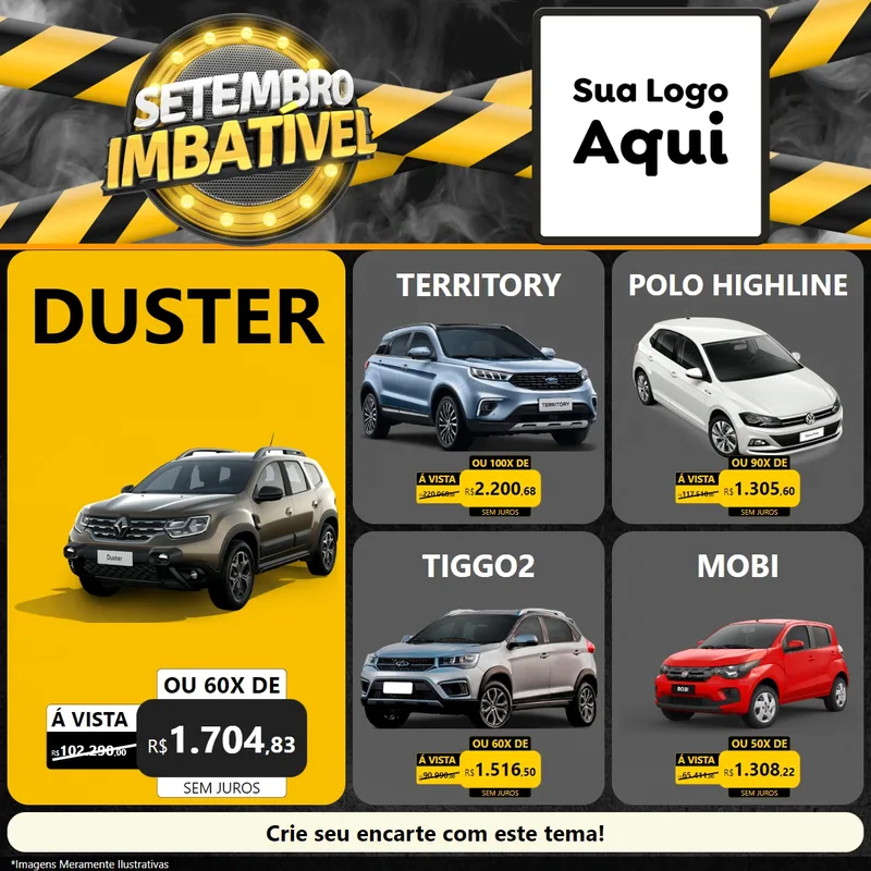 Modelo de Rede Social para Feed Facebook com o tema Setembro Imbatível para Concessionaria de Carros