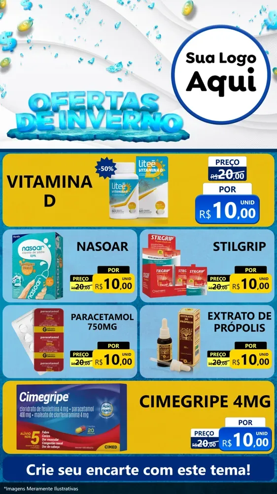 Modelo de TV para TV Vertical com o tema Ofertas de Inverno para Farmácia