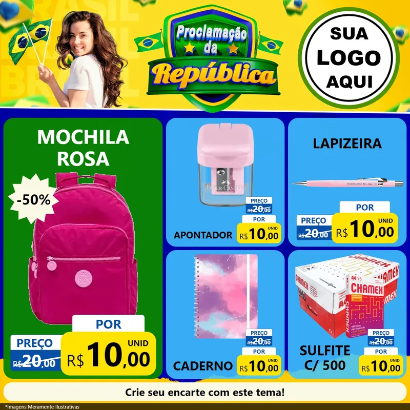Modelo de Rede Social para Feed Facebook com o tema Proclamação da República para Papelaria
