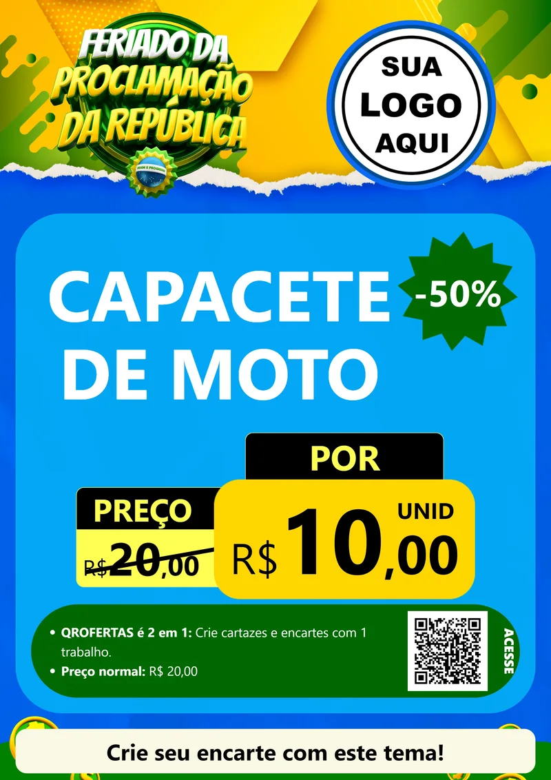 Modelo de Cartaz para Cartaz A4 Vertical com o tema Feriado da Proclamação da República para Moto peças