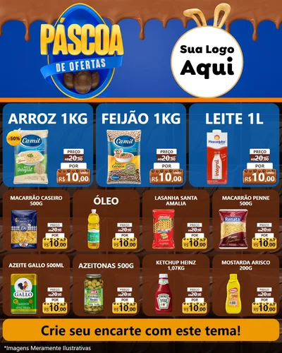 Modelo de Rede Social para Feed Instagram com o tema Páscoa de Ofertas para Supermercado