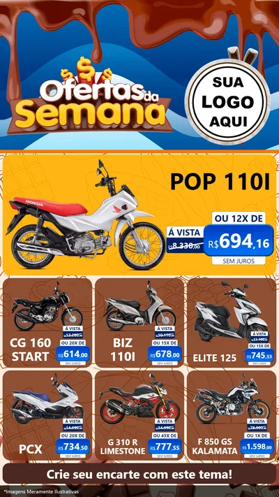Modelo de Rede Social para Stories com o tema Ofertas da Semana - Páscoa para Concessionaria de Motos