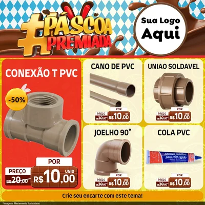 Modelo de Rede Social para Feed Facebook com o tema Páscoa Premiada para Tubos e conexões