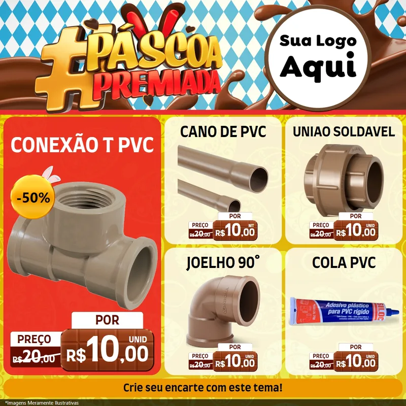 Modelo de Rede Social para Feed Facebook com o tema Páscoa Premiada para Tubos e conexões