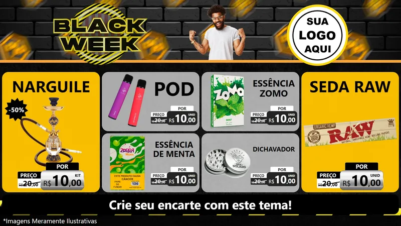 Modelo de TV para TV Horizontal com o tema Black Week para Tabacaria