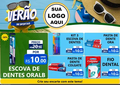 Modelo de Encarte para Encarte A4 Horizontal com o tema Verão de Ofertas para Higiene Pessoal