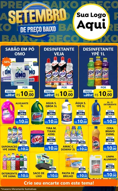 Modelo de Encarte para Encarte Grande com o tema Setembro De Preço Baixo para Produtos de Limpeza